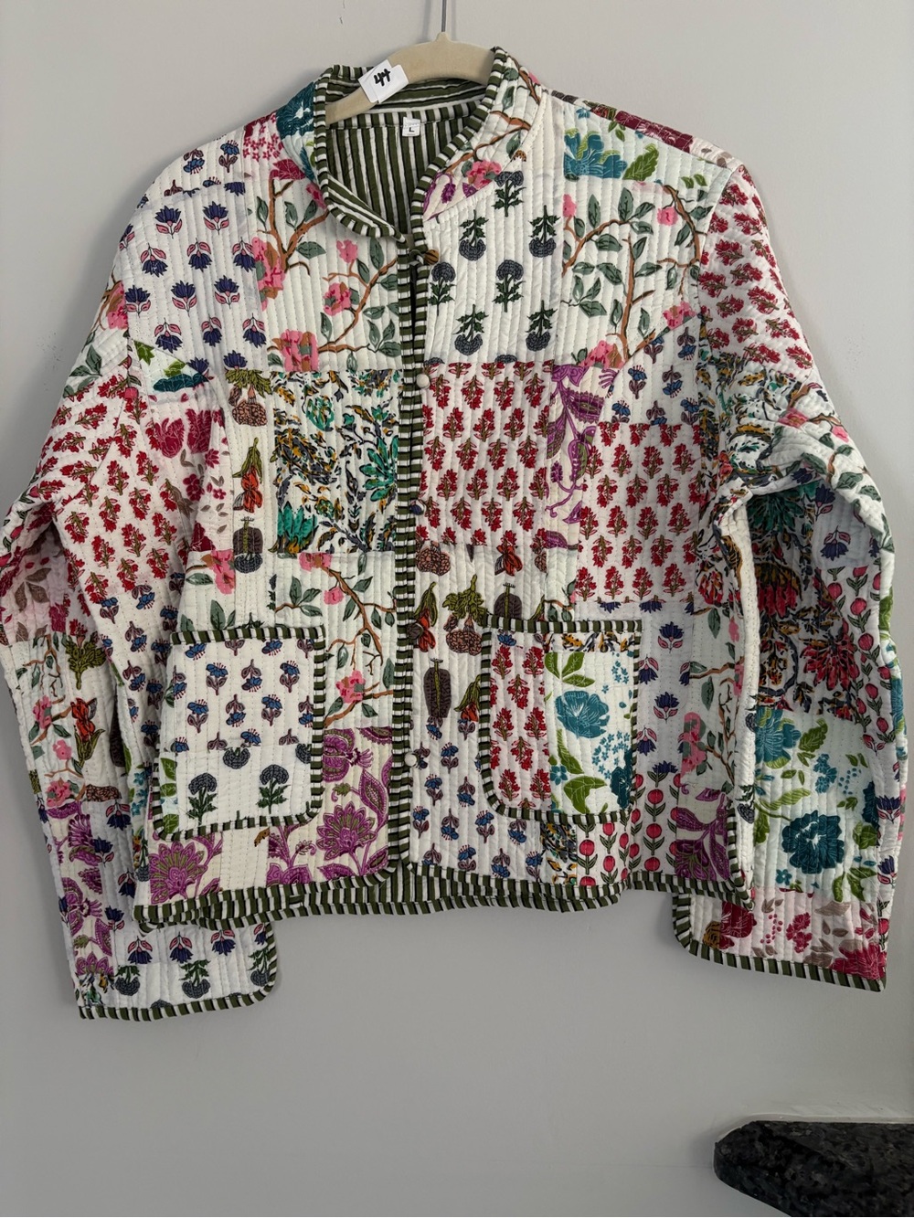 Quilted Floral Patchwork Jacket - Multicolor